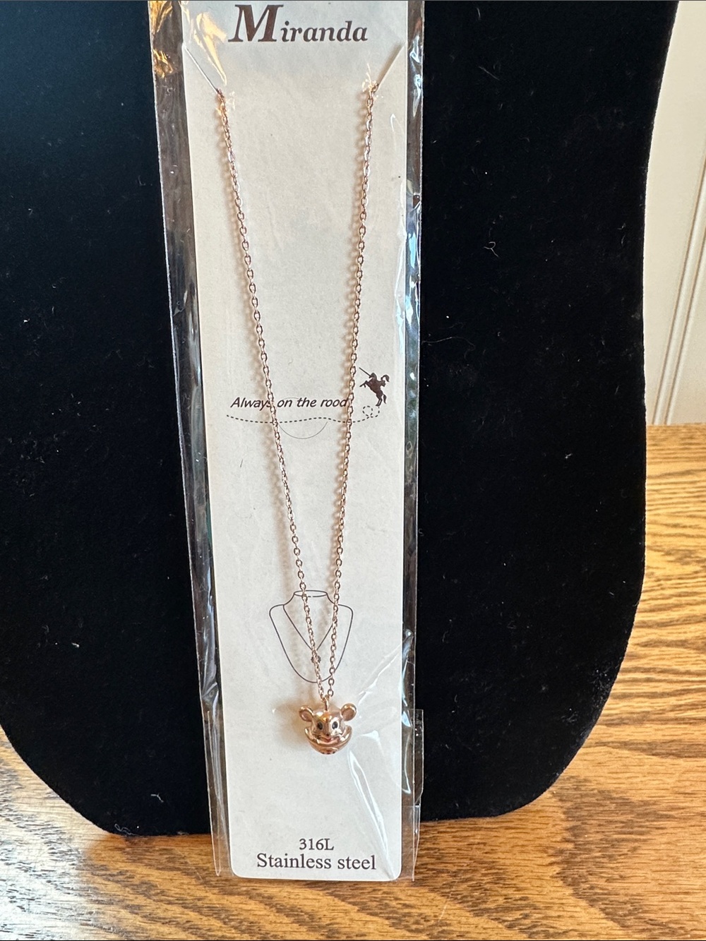 Gold Tone Mouse Pendant Necklace - Gold Women Jewelry